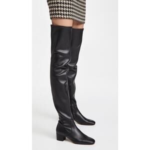 STAUD Aimee Over-The-Knee Boots Black Faux Leather Block Heel 38